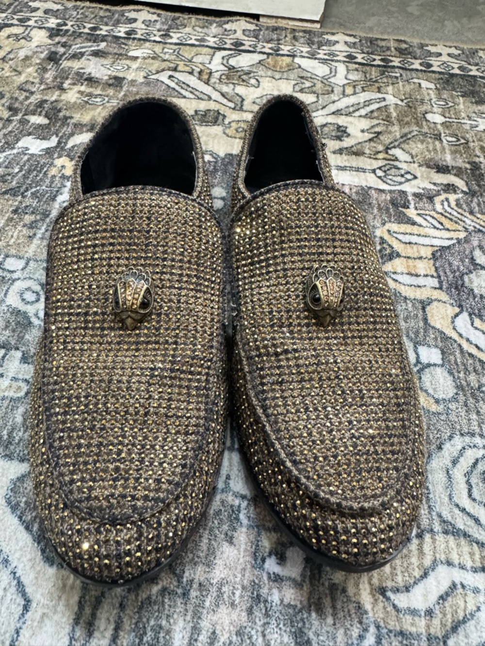 Kurt Geiger Men's Metallic Gold-Tone Embellished Slip-On Loafers